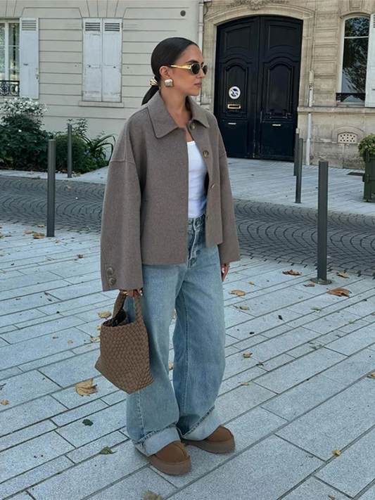 Elegante Damenjacke – Weiche Natürliche Materialien für Herbsttage 1