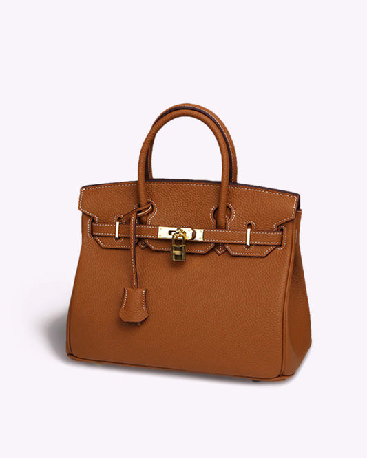 Elegante Handtasche Damen aus echtem Leder mit Goldenen Akzenten – Stilvolle, Geräumige Tasche für Alltag und Büro 0