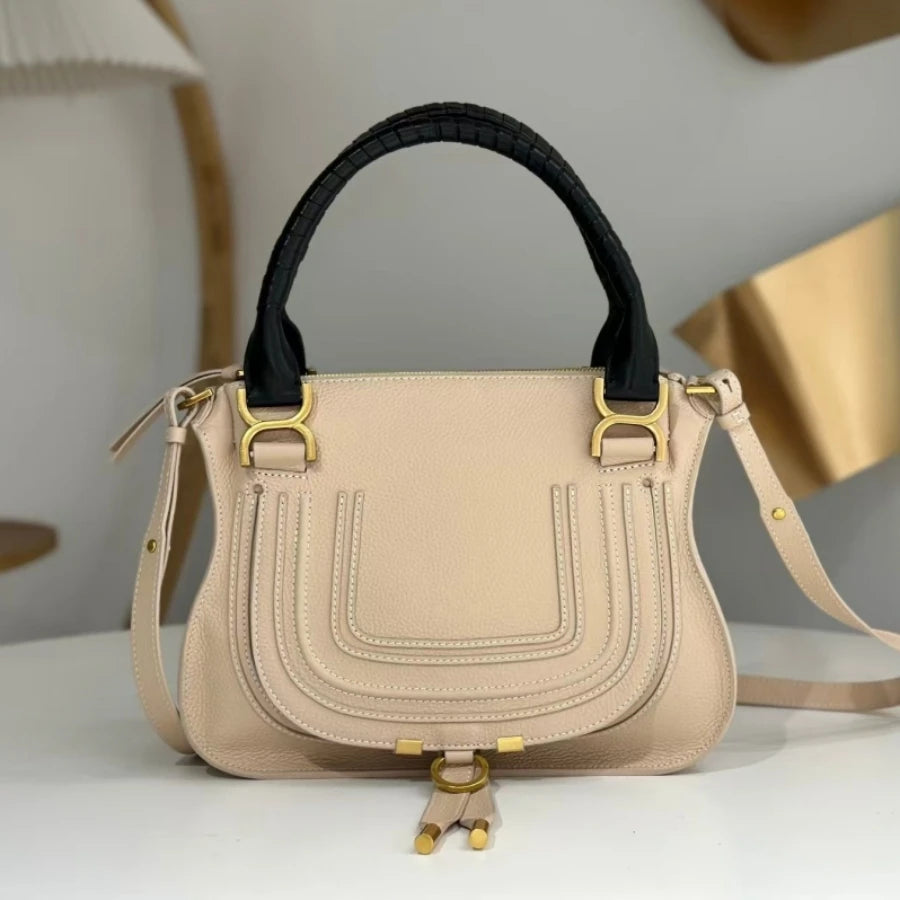 Elegante Handtasche Damen mit Gebogenem Design und Goldenen Akzenten – Kompakt für Alltag und Wochenende aus Synthetischem Leder 11