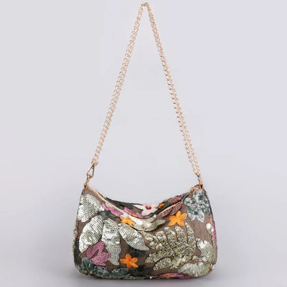 Elegante Schultertasche mit Blumenstickerei und Perlen – Ideal für Abende und Hochzeiten 3