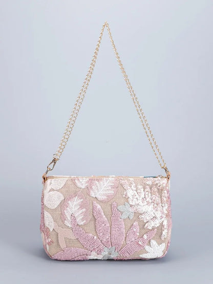 Elegante Schultertasche mit Blumenstickerei und Perlen – Ideal für Abende und Hochzeiten 4