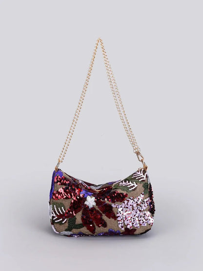 Elegante Schultertasche mit Blumenstickerei und Perlen – Ideal für Abende und Hochzeiten 5