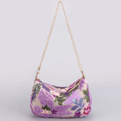 Elegante Schultertasche mit Blumenstickerei und Perlen – Ideal für Abende und Hochzeiten 7