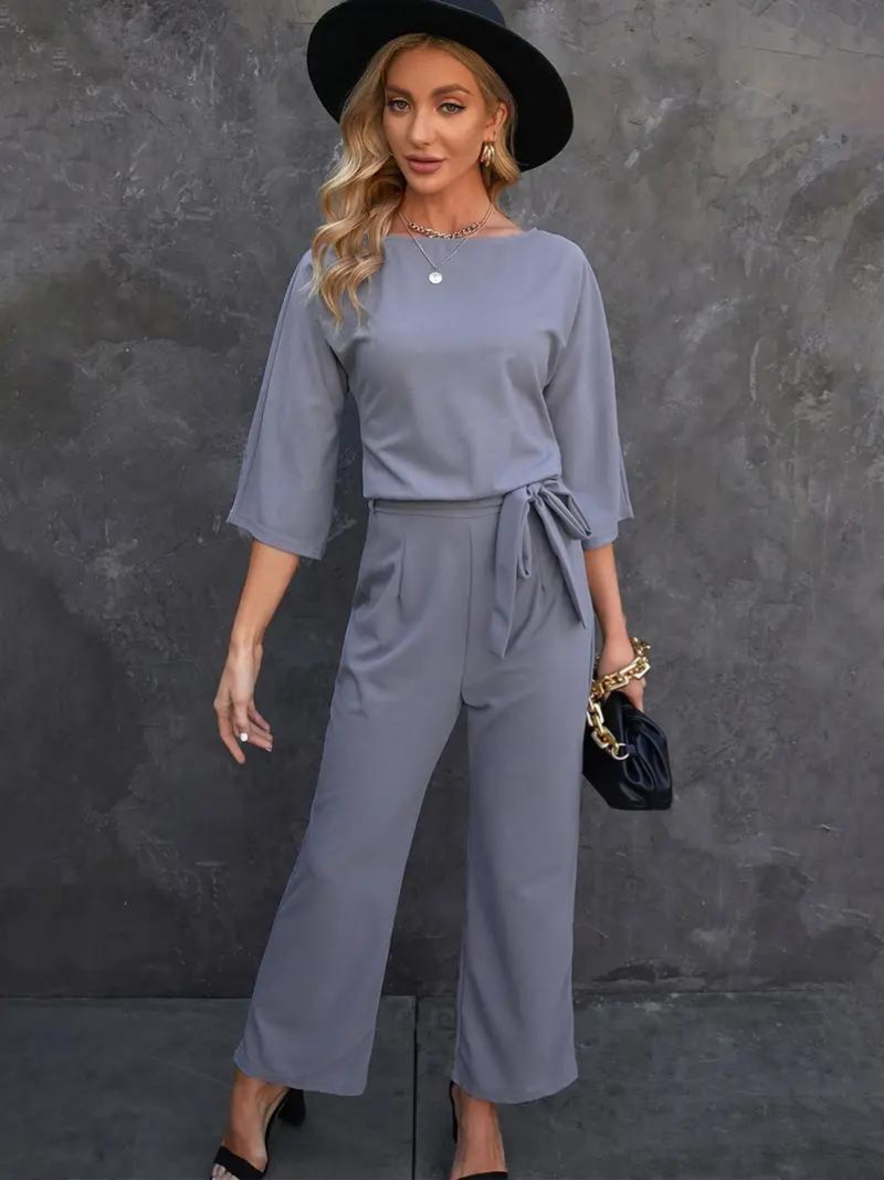 Alayna | Jumpsuit Damen Elegant Mit Breiten Beinen Und Elastischem Bund-5