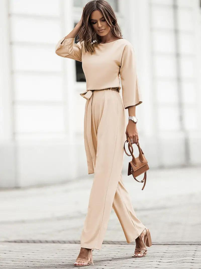 Variant image for Alayna | Jumpsuit Damen Elegant Mit Breiten Beinen Und Elastischem Bund-5