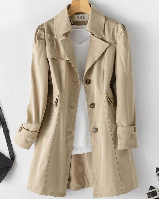 Eleganter Damen Trenchcoat – Zeitloses Design mit Knopfverschluss für den Herbst 0