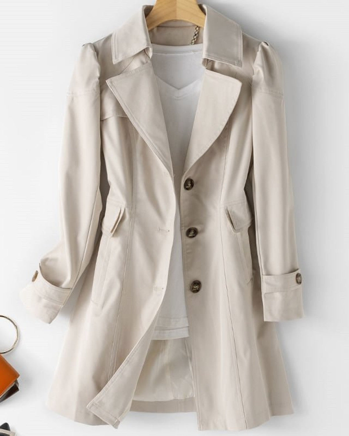 Eleganter Damen Trenchcoat – Zeitloses Design mit Knopfverschluss für den Herbst 3