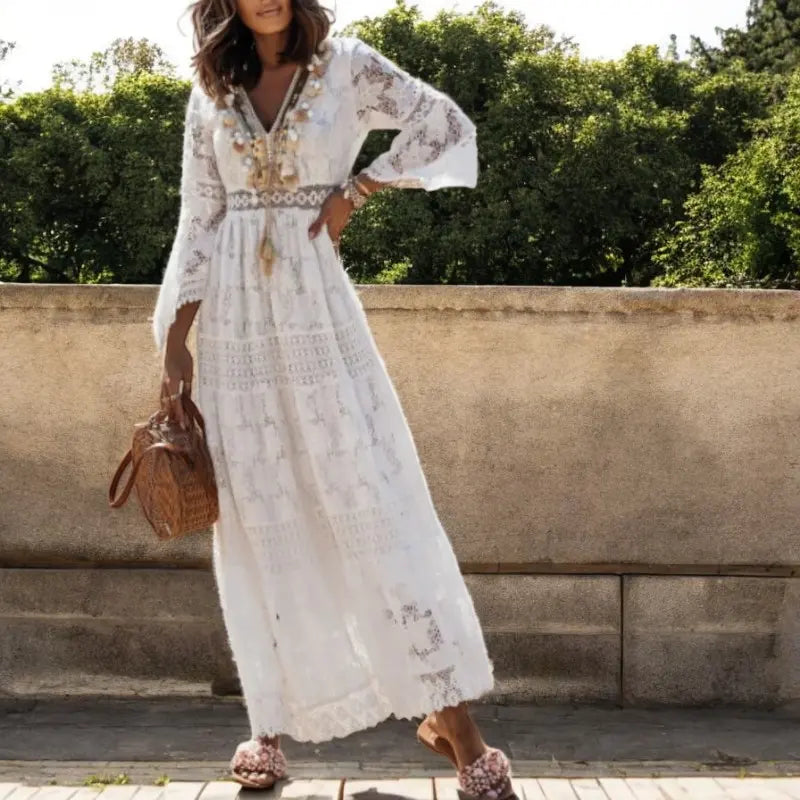 Elizabeth | Boho Maxi Kleid für Damen mit Spitzenakzenten - Perfekt für den Sommer 3