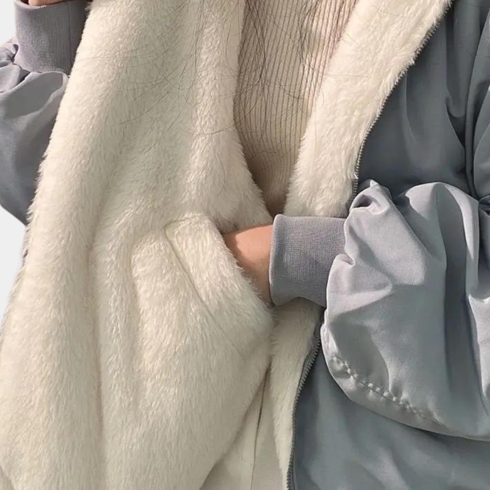 Ellen Damen Winterjacke – Gefüttert mit Kapuze, Warm in Blau, Schwarz oder Weiß 2
