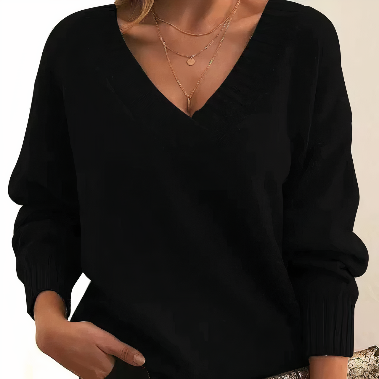 Erwyna V-Hals Damenpullover – Hochwertige Baumwolle, Zeitlose Eleganz 0