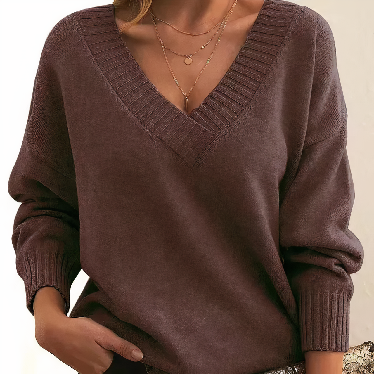 Erwyna V-Hals Damenpullover – Hochwertige Baumwolle, Zeitlose Eleganz 8