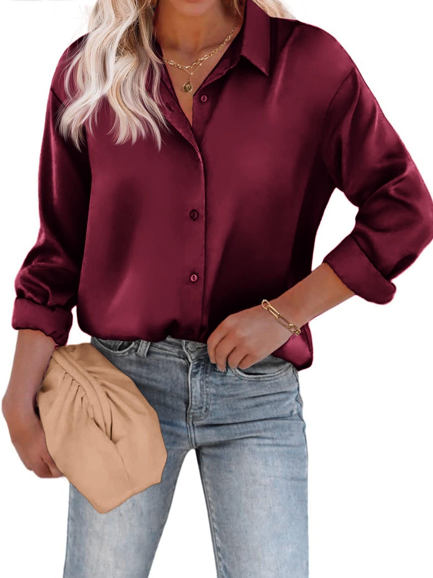 Esthere | Weiße Damenbluse Mit Klassischem Kragen Und Fließender Silhouette 5
