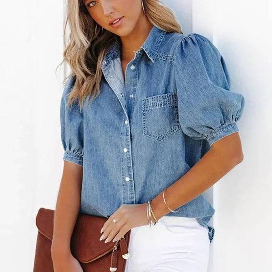 Evi | Damen Jeanshemd Mit Kurzen Ärmeln – Zeitloses Denim Hemd für Stilvolle Outfits 0