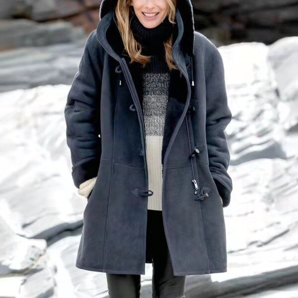 Gemütliche Gefütterte Damenjacke mit Kapuze – Weiches Fleece, Winter 1