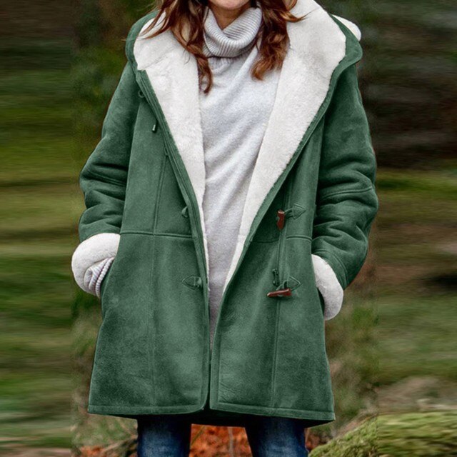 Gemütliche Gefütterte Damenjacke mit Kapuze – Weiches Fleece, Winter 2