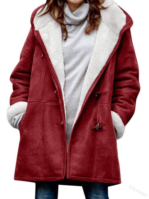 Gemütliche Gefütterte Damenjacke mit Kapuze – Weiches Fleece, Winter 6