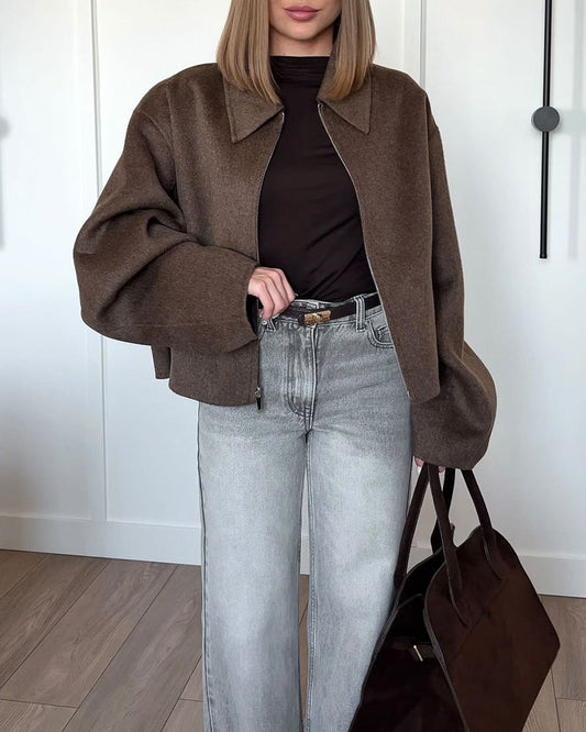 Georgia Oversized Damenjacke - Boxy Schnitt, Cropped 0