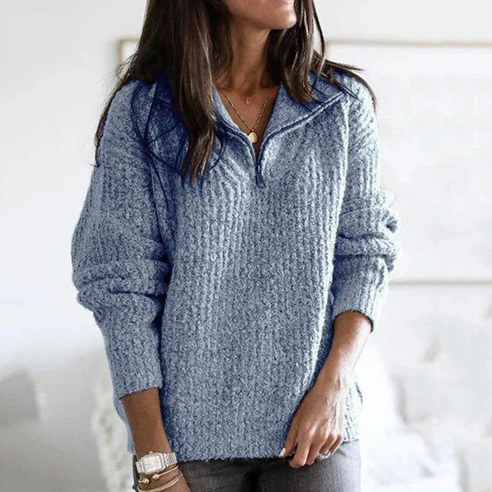 Halb-Reißverschluss-Pullover für Damen Hause Lune