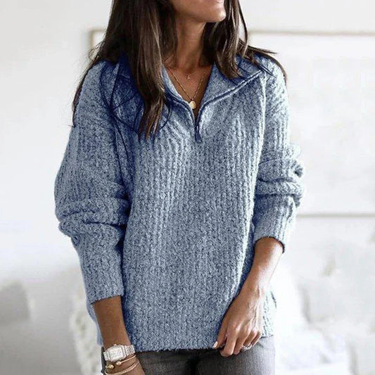 Halb-Reißverschluss-Pullover für Damen Hause Lune