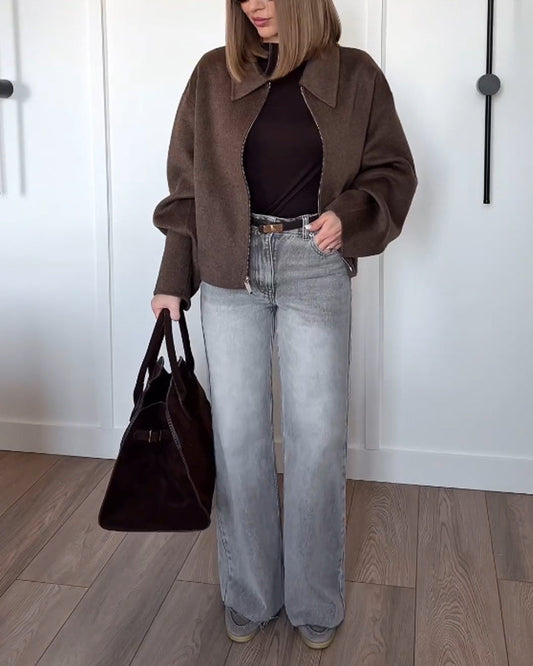 Herbstliche Oversized-Jacke für Frauen – Weiches Material, Chicer Look 0