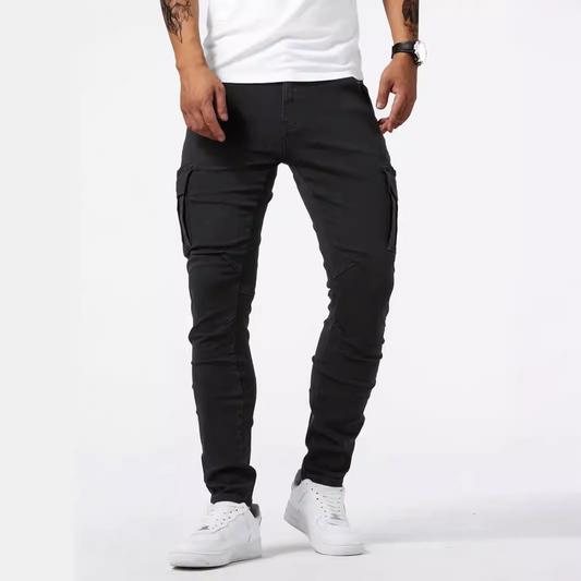 Herren Arbeitsjeans | Funktionale Slim-Fit Jeans Mit Mehreren Taschen In Hellblau, Grau Und Schwarz 0