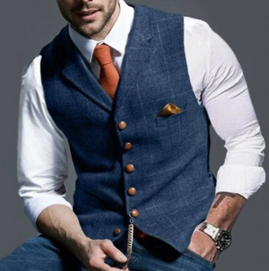 Herren Gilet | Elegantes V-Hals Design, Verstellbare Rückenriemen, Vielseitig Für Formelle Und Legere Anlässe 0