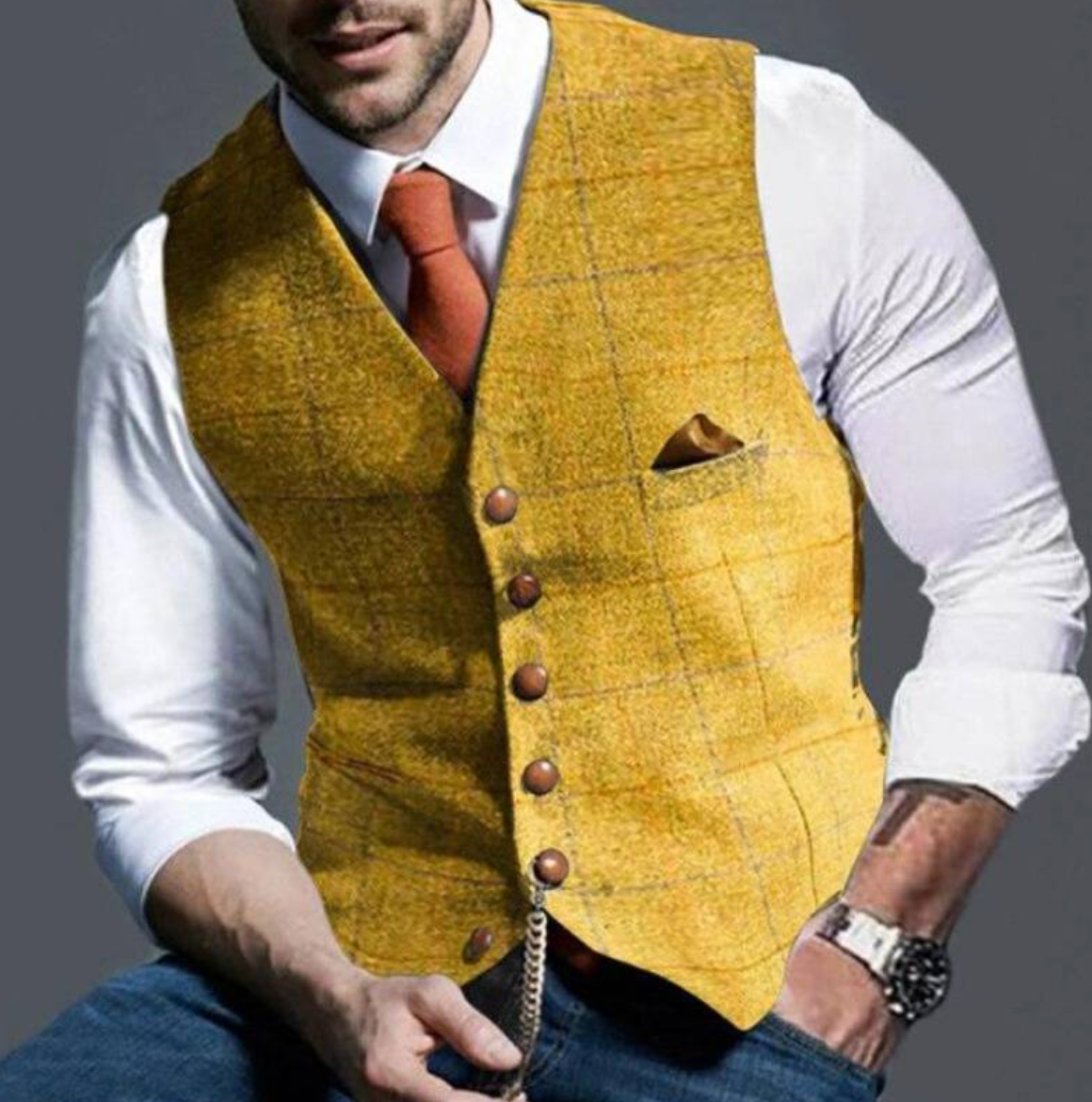 Herren Gilet | Elegantes V-Hals Design, Verstellbare Rückenriemen, Vielseitig Für Formelle Und Legere Anlässe 3