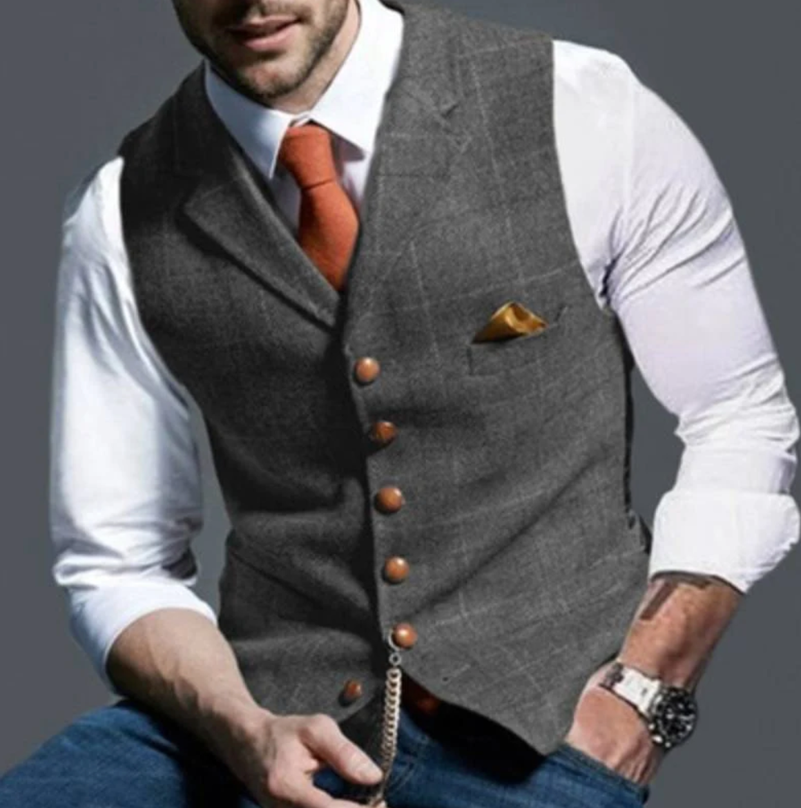 Herren Gilet | Elegantes V-Hals Design, Verstellbare Rückenriemen, Vielseitig Für Formelle Und Legere Anlässe 6