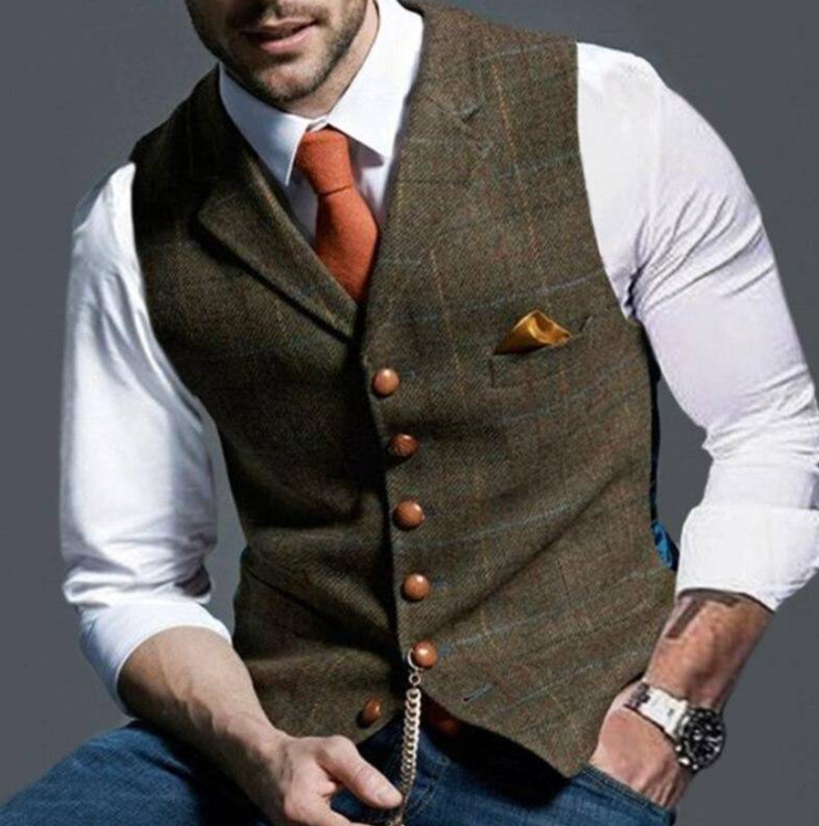 Herren Gilet | Elegantes V-Hals Design, Verstellbare Rückenriemen, Vielseitig Für Formelle Und Legere Anlässe 7