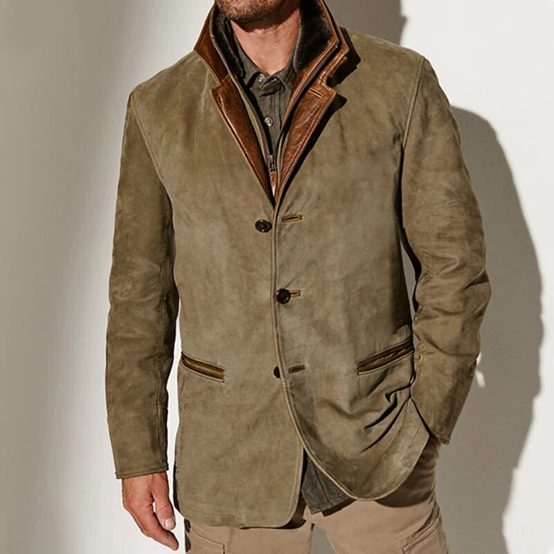 Herren Winter Lederjacke – Premium Wildleder, Klassisch 0