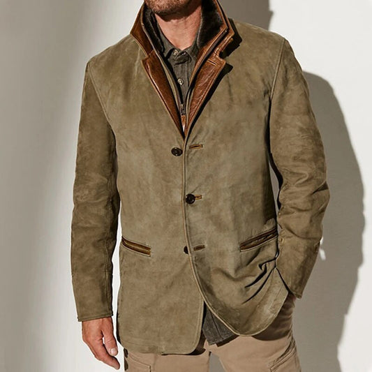 Herren Winter Lederjacke – Premium Wildleder, Klassisch 0