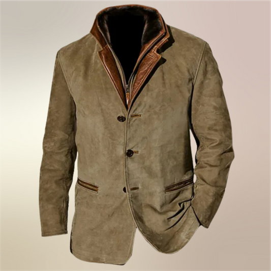 Herren Winter Lederjacke – Premium Wildleder, Klassisch 1