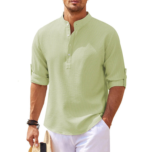 Herren | Leinen Henley Hemd Langarm für Stil und Komfort 1