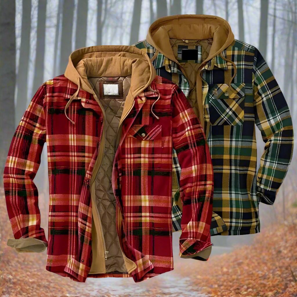 Herrenjacke Riche – Kapuzenjacke mit Karomuster, Warm gefüttert 2
