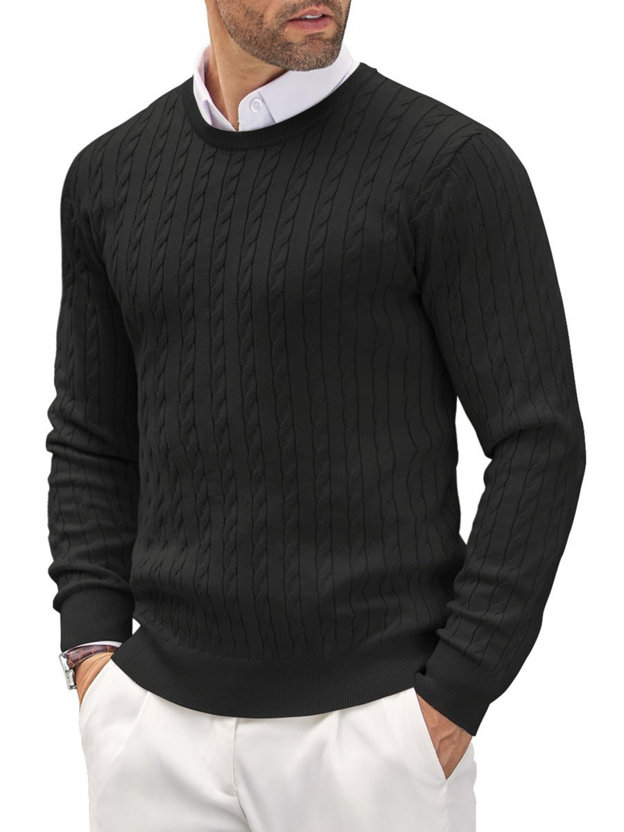 Herren Slim Fit Feinstrick-Pullover mit Rundhalsausschnitt Hause Lune