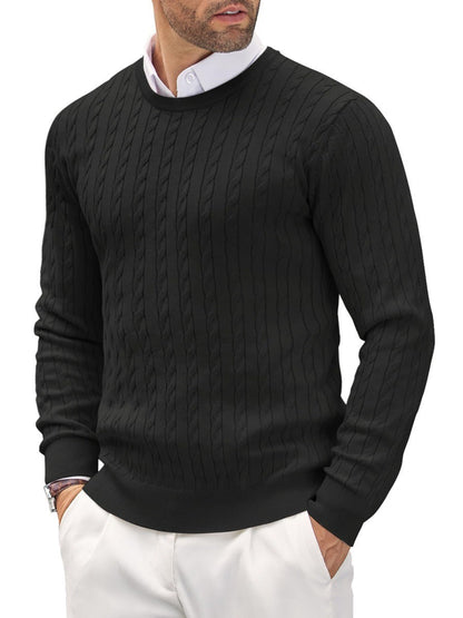 Herren Slim Fit Feinstrick-Pullover mit Rundhalsausschnitt Hause Lune