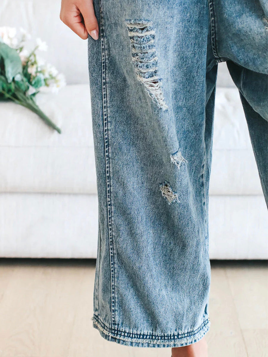JANNIKE Damen Latzhose – Lockere Passform, 85% Baumwolle, Vintage-Jeans-Latzhose 4