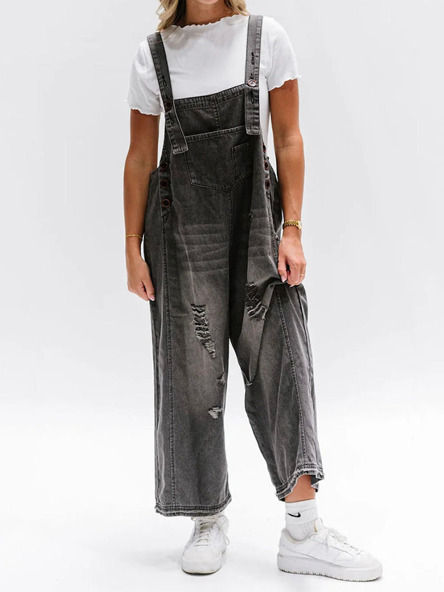 JANNIKE Damen Latzhose – Lockere Passform, 85% Baumwolle, Vintage-Jeans-Latzhose 7