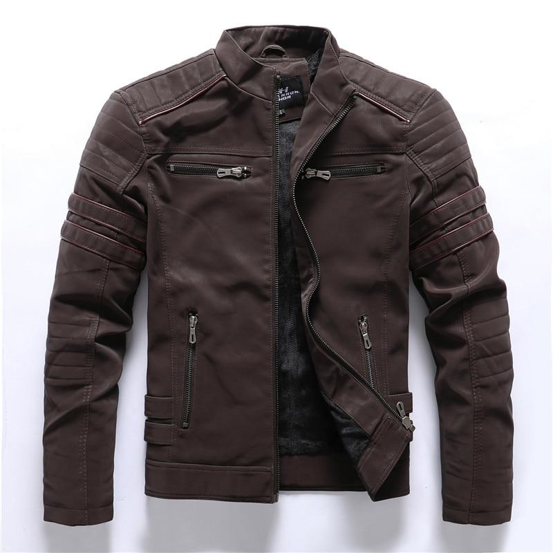 Jakob | Hochwertige Motorradjacke Herren aus PU-Leder mit Stehkragen für Herbst und Winter 0