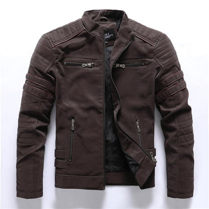 Jakob | Hochwertige Motorradjacke Herren aus PU-Leder mit Stehkragen für Herbst und Winter 0