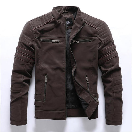 Jakob | Hochwertige Motorradjacke Herren aus PU-Leder mit Stehkragen für Herbst und Winter 0