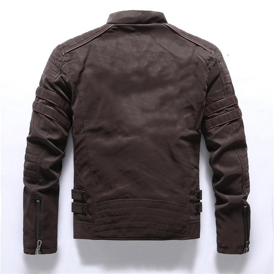 Jakob | Hochwertige Motorradjacke Herren aus PU-Leder mit Stehkragen für Herbst und Winter 1