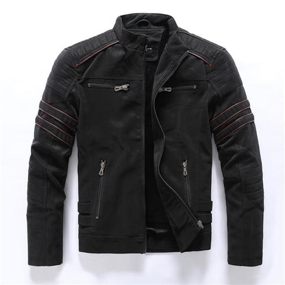 Jakob | Hochwertige Motorradjacke Herren aus PU-Leder mit Stehkragen für Herbst und Winter 2