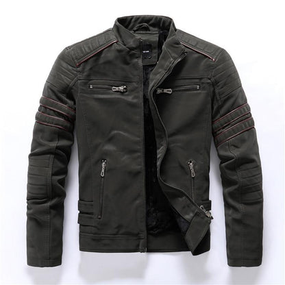 Jakob | Hochwertige Motorradjacke Herren aus PU-Leder mit Stehkragen für Herbst und Winter 3