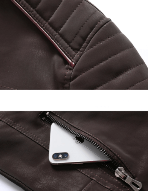 Jakob | Hochwertige Motorradjacke Herren aus PU-Leder mit Stehkragen für Herbst und Winter 4