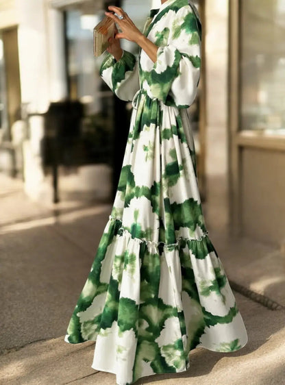 Janice | Elegantes Maxikleid Langarm mit Verstellbarer Taille und Blumenprint für Damen 3