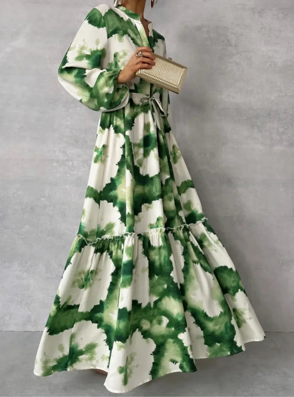 Janice | Elegantes Maxikleid Langarm mit Verstellbarer Taille und Blumenprint für Damen 5