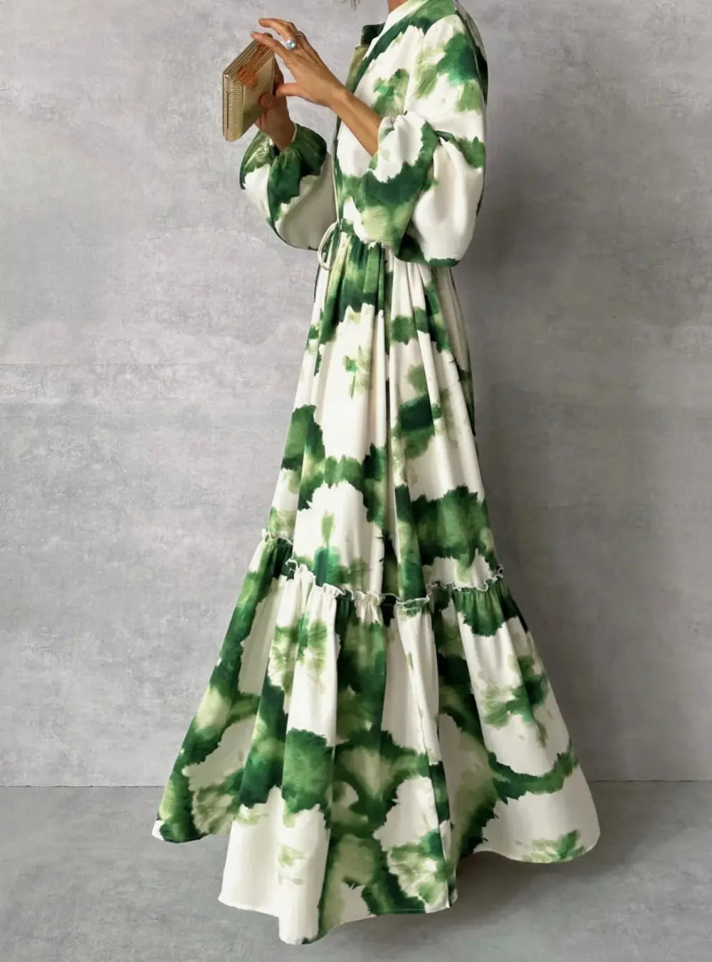 Janice | Elegantes Maxikleid Langarm mit Verstellbarer Taille und Blumenprint für Damen 6