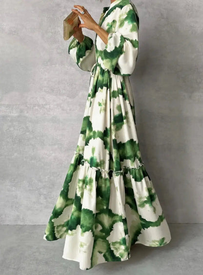 Janice | Elegantes Maxikleid Langarm mit Verstellbarer Taille und Blumenprint für Damen 6