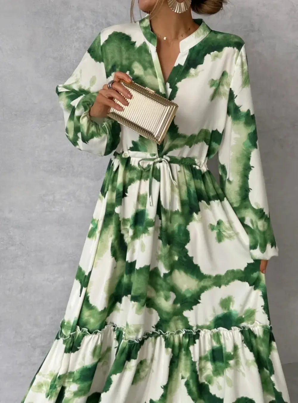 Janice | Elegantes Maxikleid Langarm mit Verstellbarer Taille und Blumenprint für Damen 7